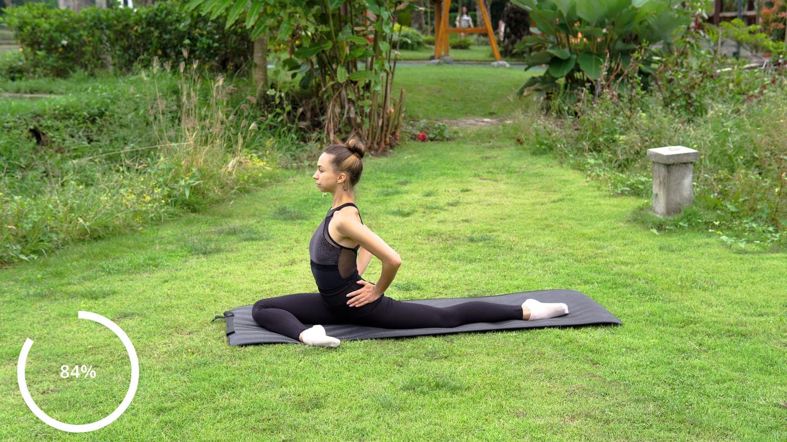 Stretching toward the splits at home